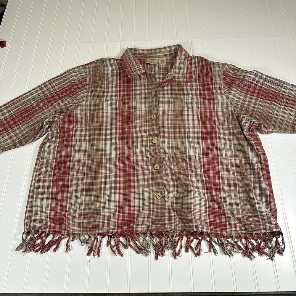 Mountain Lake Red Plaid Long Sleeve Button Up 2X Women's Collared Outdoor Hiking